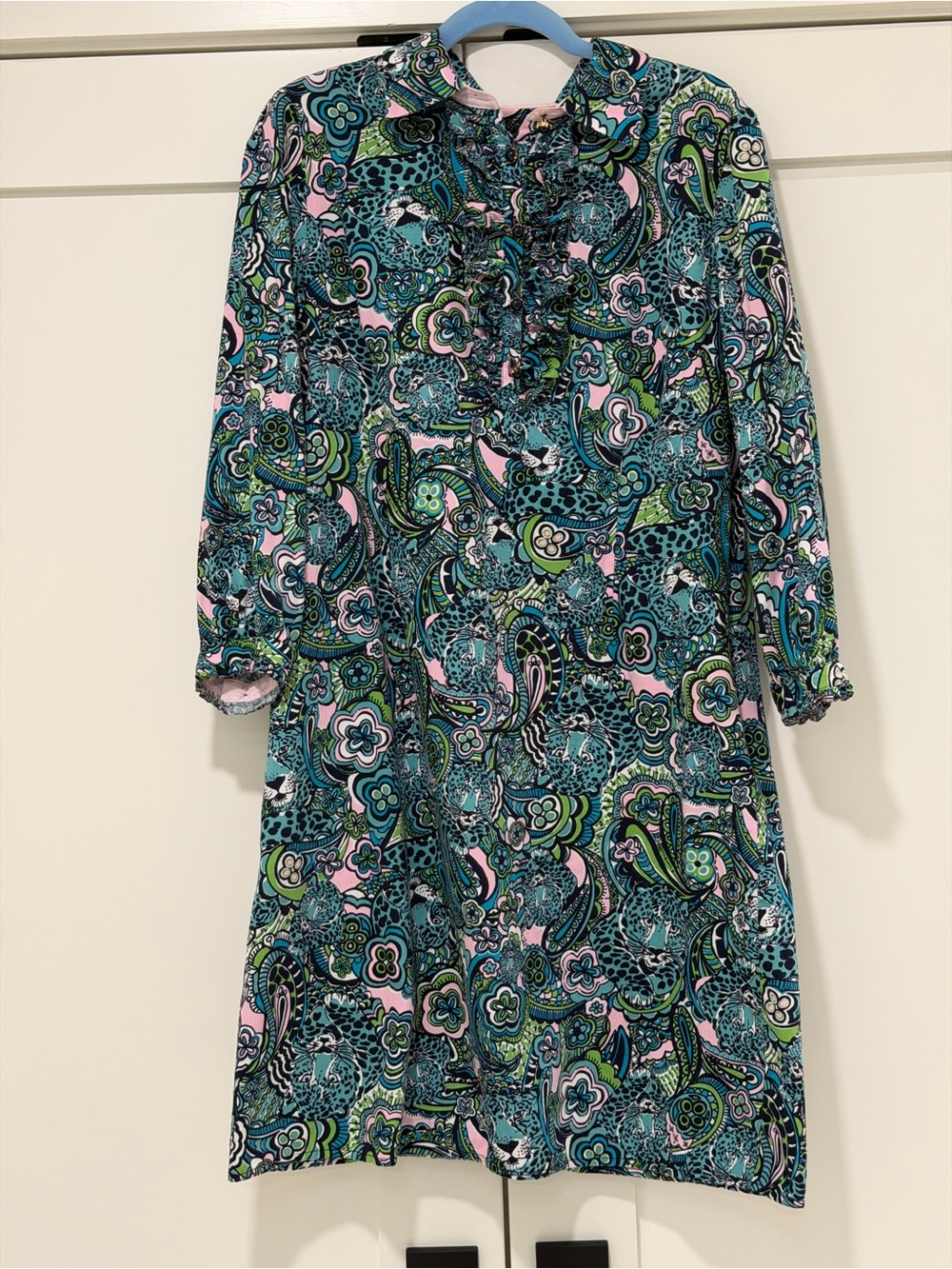 Lilly Pulitzer Size 12 Paisley Leopard Print Cotton Ruffle Dress